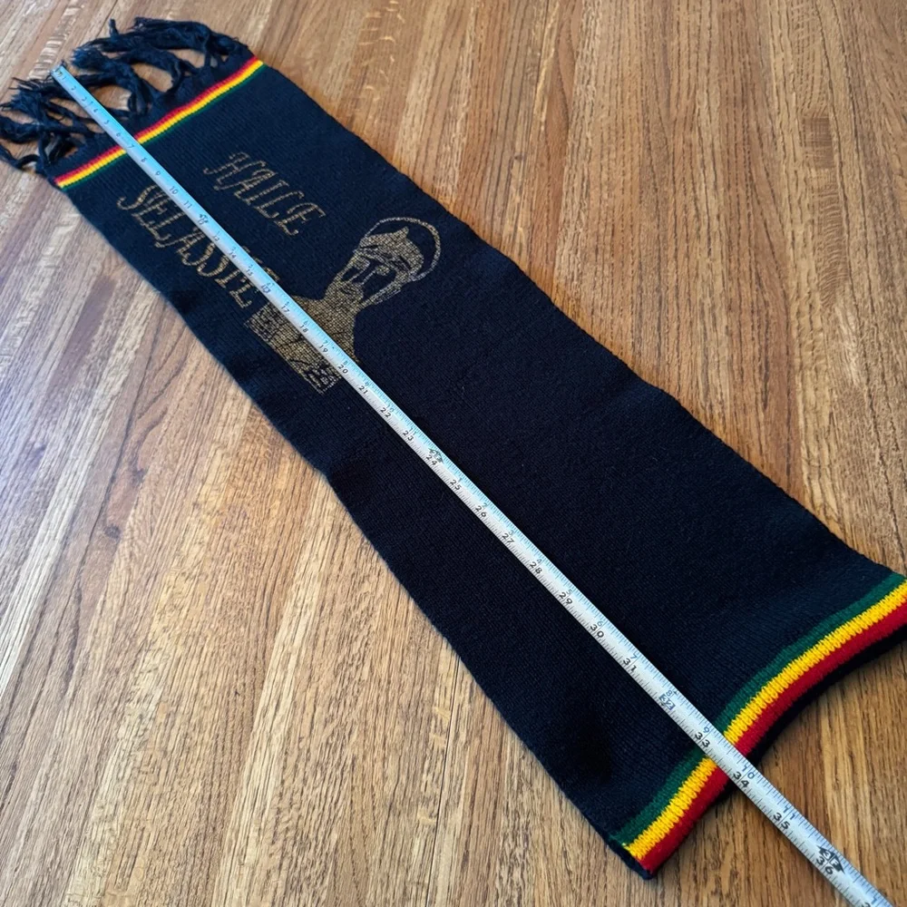 Vintage Haile Selassie Knit Scarf - Rasta/Reggae- Memorabilia: Red, Gold, Green